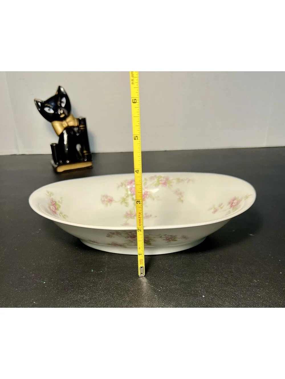 O&EG Royal Austria 1900s Pink Floral Porcelain Oval Serving Bowl, 9.5x7x2”